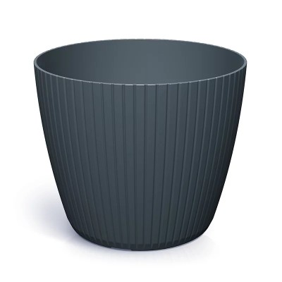 Antracytowa doniczka Lamia z pionowymi rowkami