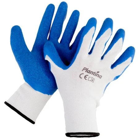 RĘKAWICE OCHRONNE BIAŁO-NIEBIESKIE POLYESTER-LATEX LK51WB