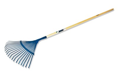 Grabie do liści z taśmy stalowej BIG T z niebieską głowicą 45 cm