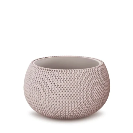 Doniczka Splofy Bowl mocca z innej strony, widoczny wkład przy krawędzi