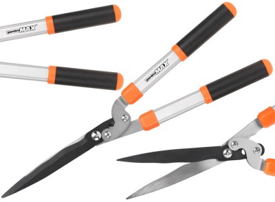 Nożyce do żywopłotu gardenMAX 026D z mechanizmem dźwigniowym i falistymi ostrzami