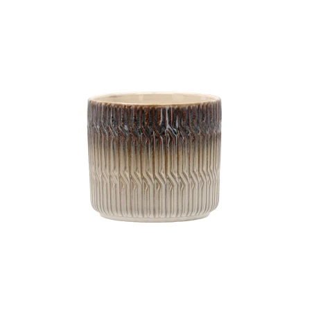 Osłonka ceramiczna z glazurą ombre od czekoladowego brązu do kremu, w pionowe żłobienia