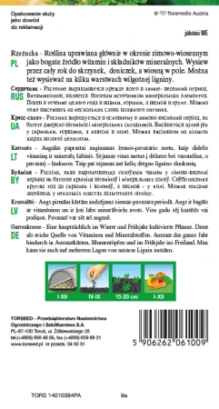 Torebka nasion rzeżuchy ogrodowej Torseed – tył z opisem odmiany i terminami siewu
