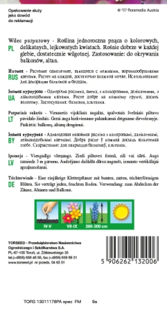 Torebka nasion wilca purpurowego mieszanki Torseed – tył z opisem i terminami siewu