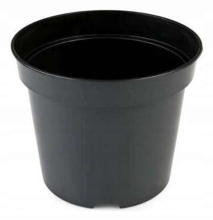 Mała czarna doniczka produkcyjna 9 cm z boku