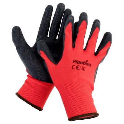 RĘKAWICE OCHRONNE CZERWONO-CZARNE POLYESTER-LATEX LK51RB