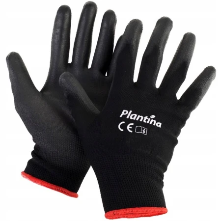 RĘKAWICE OCHRONNE CZARNE POLYESTER PU U51BK