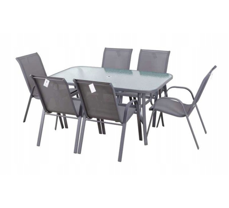 ZESTAW MEBLI OGRODOWYCH BERGAMO 1 STÓŁ 150 X 90 X 70CM, 6 KRZESEŁ 54 X 70 X 96CM JLZ812 FLORALAND MASTER GRILL&PARTY