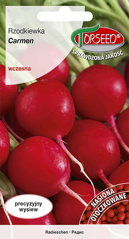 RZODKIEWKA CARMEN OTOCZKA WCZESNA OKRĄGŁA KARMINOWOCZERWONA 300 NASION TORSEED