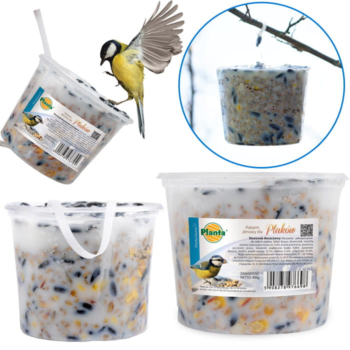 POKARM ZIMOWY DLA PTAKÓW DZWONEK TŁUSZCZOWY WYCIĄGANY 400G PLANTA FAUNA