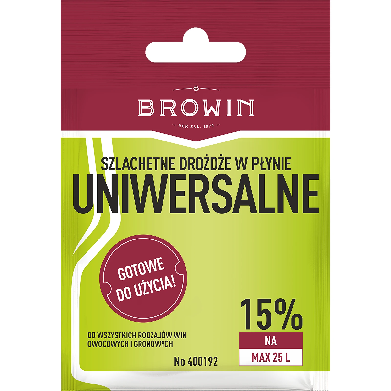 DROŻDŻE WINIARSKIE W PŁYNIE UNIWERSALNE BEZ NAMNAŻANIA 20ML 400192 BROWIN