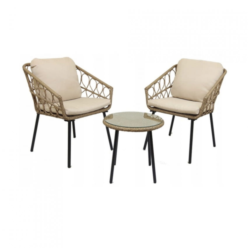 ZESTAW MEBLI OGRODOWYCH CAPRI 1 STÓŁ 45 X 45 X 45CM, 2 KRZESŁA 60 X 61 X 68CM JLZ828 FLORALAND MASTER GRILL&PARTY