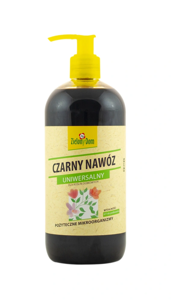 CZARNY NAWÓZ UNIWERSALNY DLA ROŚLIN DOMOWYCH NA BAZIE MELASY POŻYTECZNE MIKROORGANIZMY 0,5L ZIELONY DOM