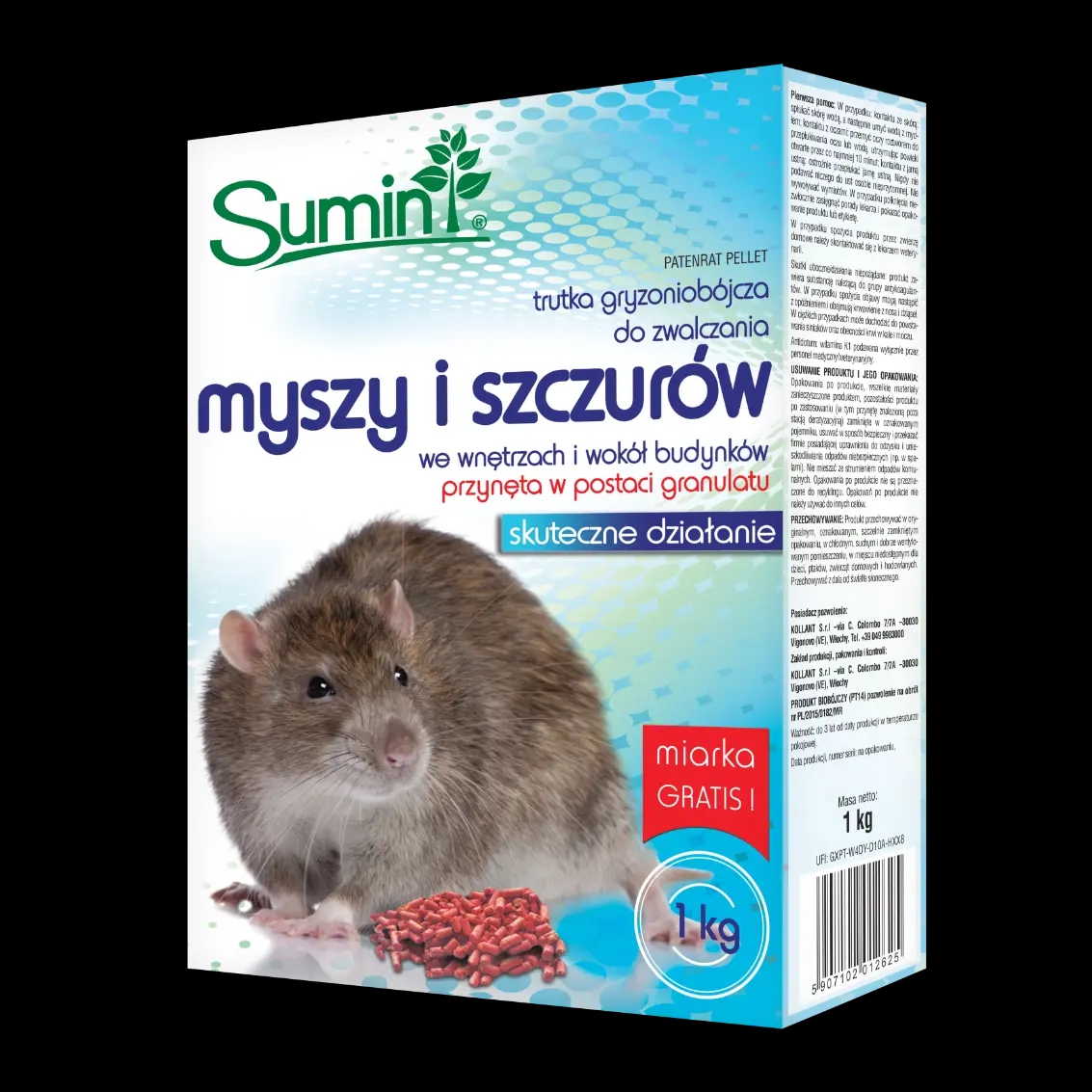 GRANULAT NA MYSZY I SZCZURY PATENRAT PELLET 50PPM 1KG SUMIN