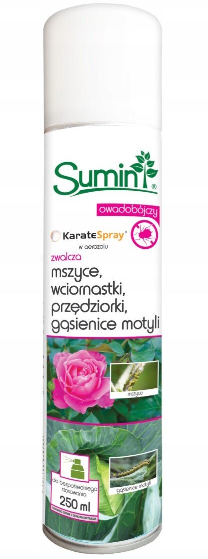 NP KARATE SPRAY AEROZOL OWADOBÓJCZY MSZYCE, WCIORNASTKI, PRZĘDZIORKI, GĄSIENICE MOTYLI 250ML SUMIN