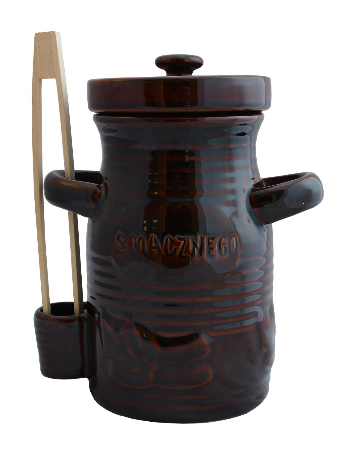 POJEMNIK CERAMICZNY KAMIONKA 3,5L Z POKRYWĄ + SZCZYPCE RUI3163 CHOMIK