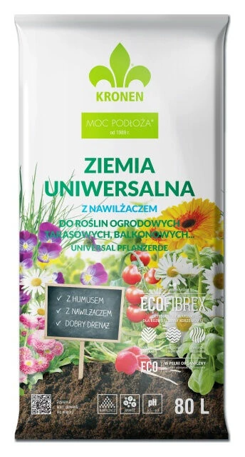 ZIEMIA UNIWERSALNA Z NAWILŻACZEM 80L PH 5,5-6,5 LASLAND KRONEN