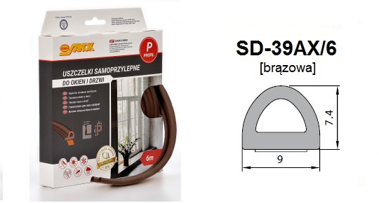 USZCZELKI DO OKIEN I DRZWI "P" 6M BRĄZOWE SANOK RUBBER