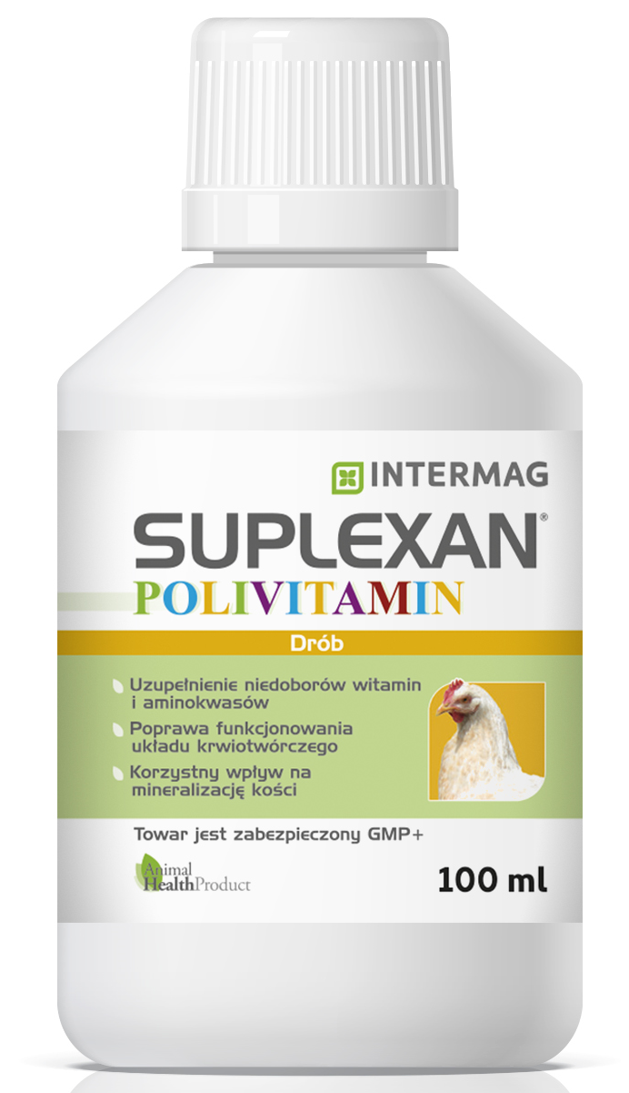 SUPLEXAN POLIVITAMIN WITAMINY I MINERAŁY DLA DROBIU 200L 100ML INTERMAG