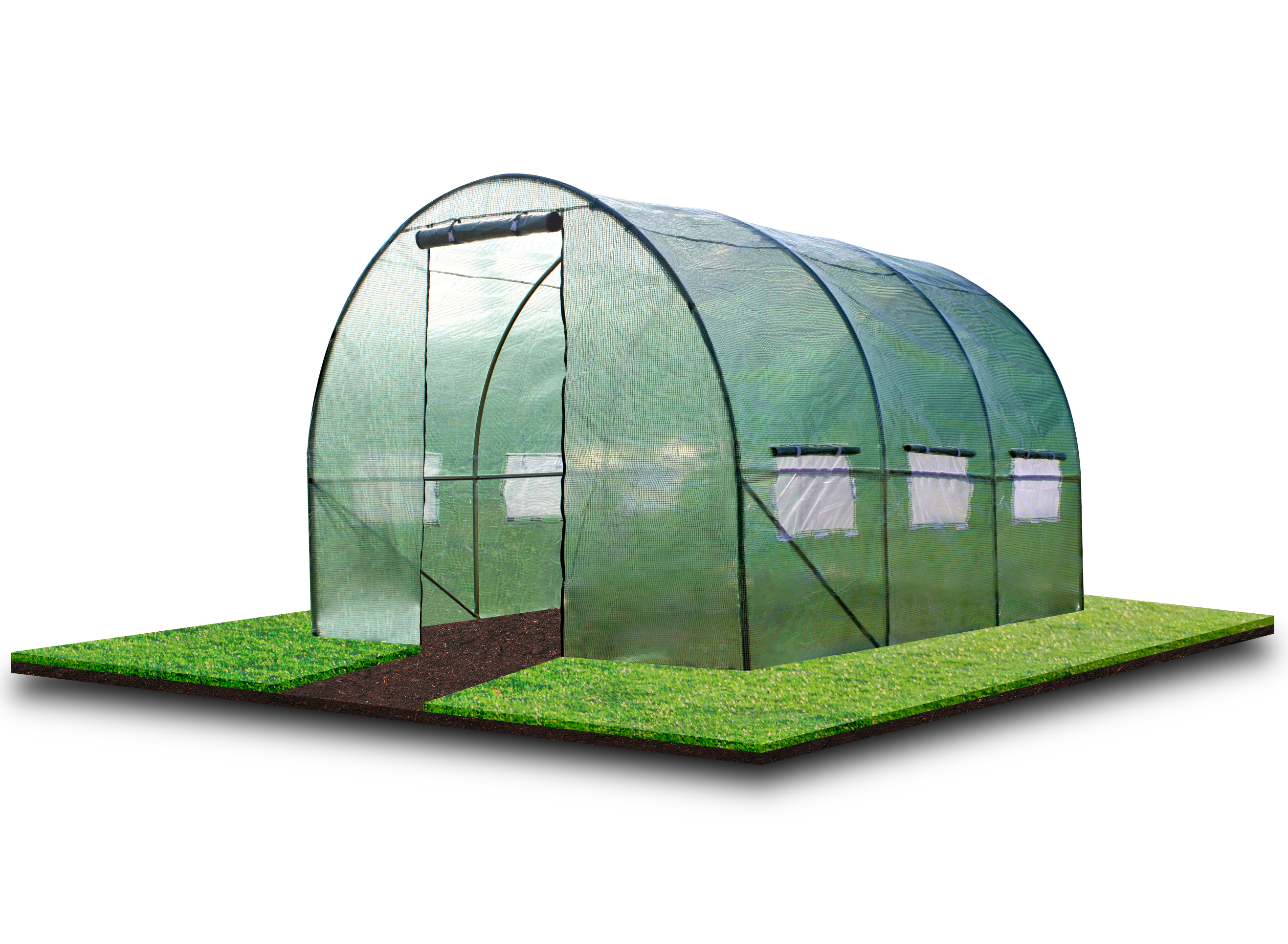 TUNEL FOLIOWY OGRODOWY 4 X 2,5 X 2M 3 SEGMENTOWY ZIELONY TUN5583 CHOMIK GARDEN LINE
