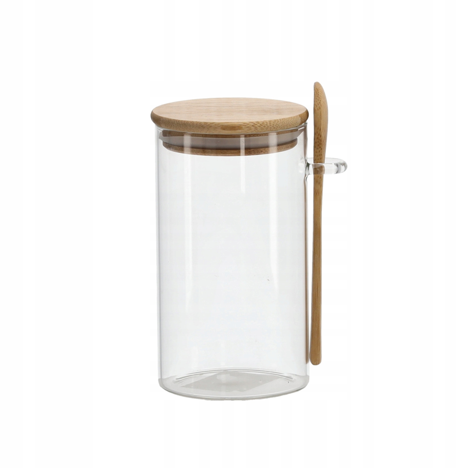 SŁOIK SZKLANY Z POKRYWKĄ DREWNIANĄ I ŁYŻKĄ 750ML CHOMIK