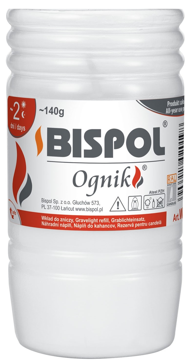 PROMOCJA WKŁAD DO ZNICZA PARAFINOWY OGNIK 2 DNI WP2 140G BISPOL
