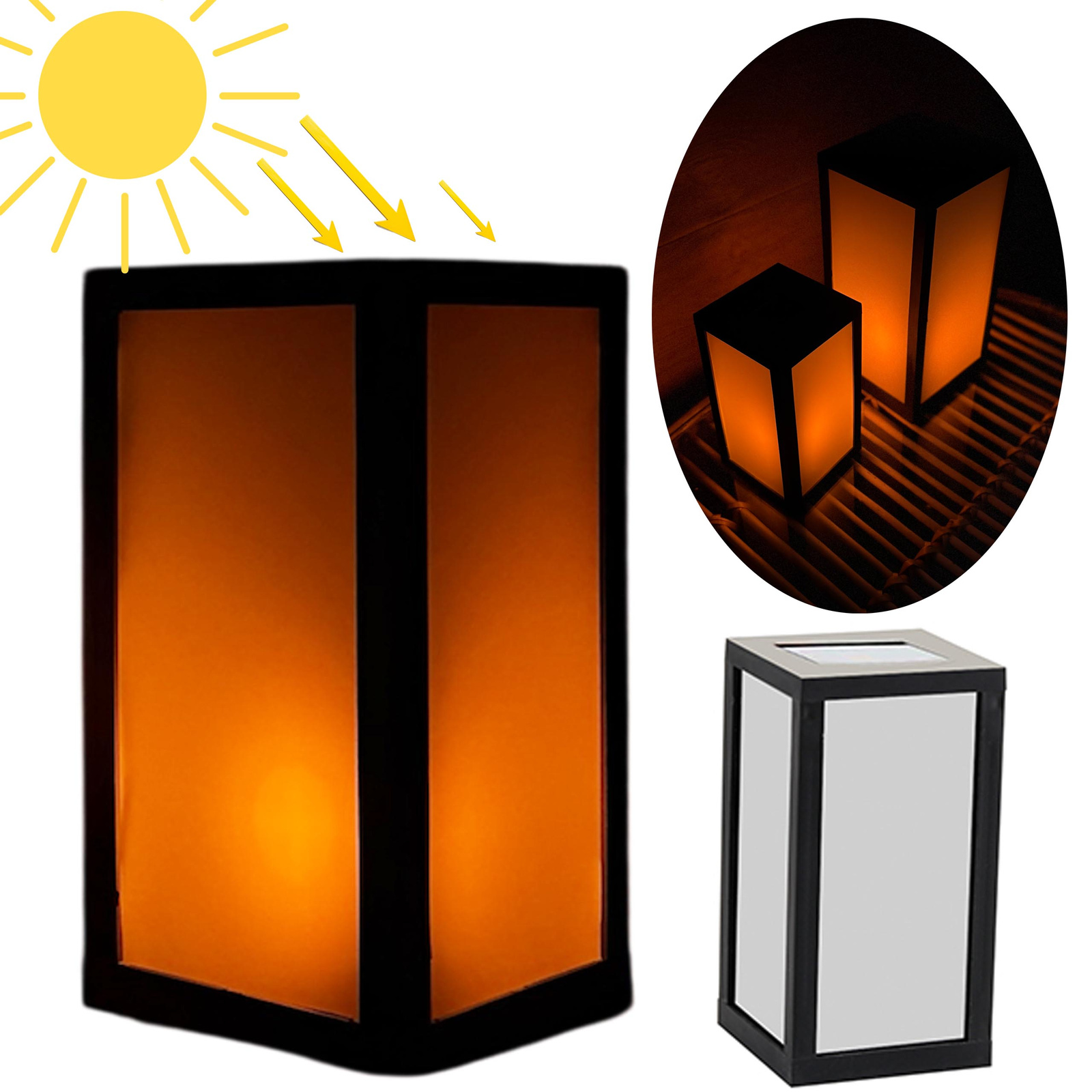 LATARNIA PLASTIKOWA SOLAR CZARNA 20 X 10,5CM