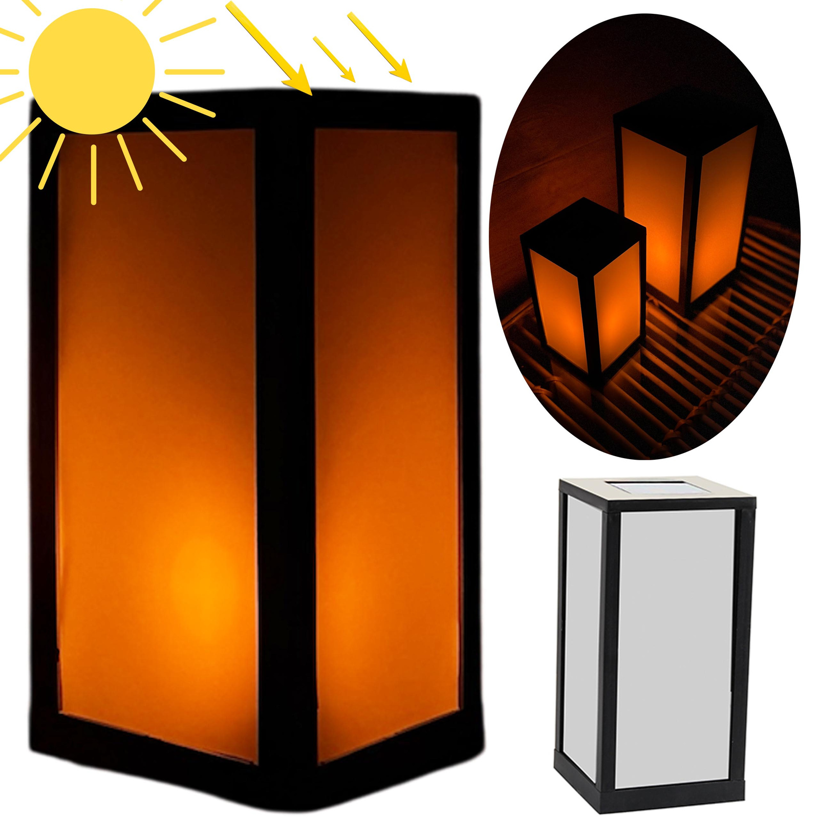 LATARNIA PLASTIKOWA SOLAR CZARNA 28 X 14CM