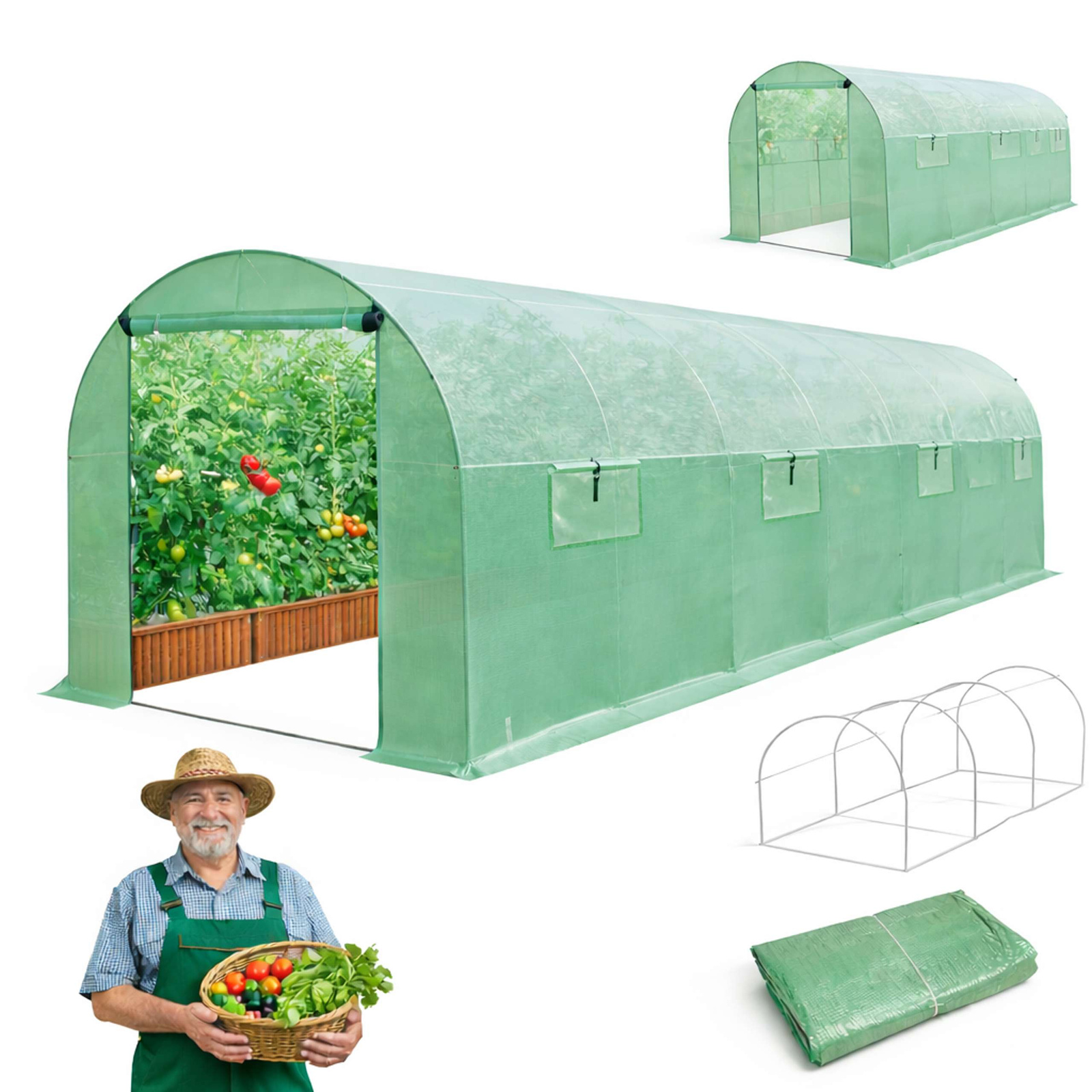 TUNEL FOLIOWY WZMACNIANY ZIELONY 4 X 2,5 X 2M