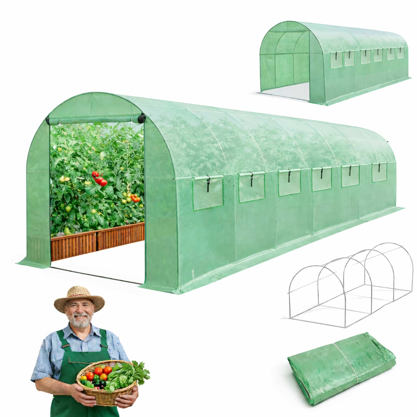 TUNEL FOLIOWY WZMACNIANY ZIELONY 6 X 3 X 2M