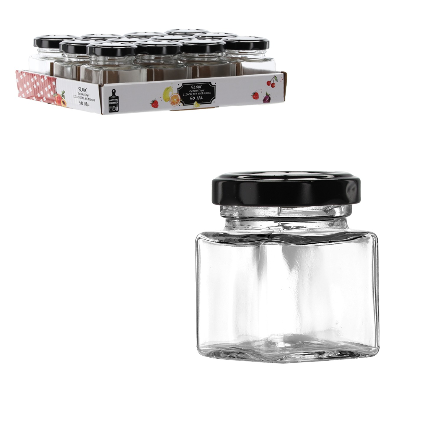 SŁOICZEK KWADRATOWY Z ZAKRĘTKĄ METALOWĄ 50ML